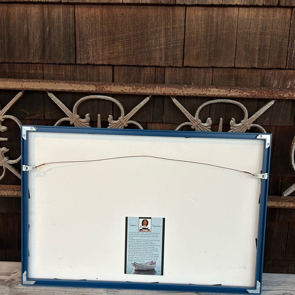 Framed Blue Boat Art Print by Greek Artist Ilkin Deniz. Number 2 of 150. - Picture 7 of 8